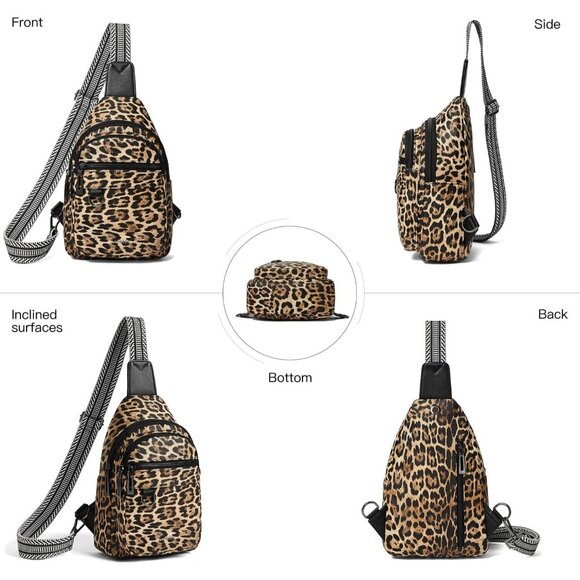 7L Sling Bag for Women Men Vegan Leather  5-leopard - Picture 6 of 9